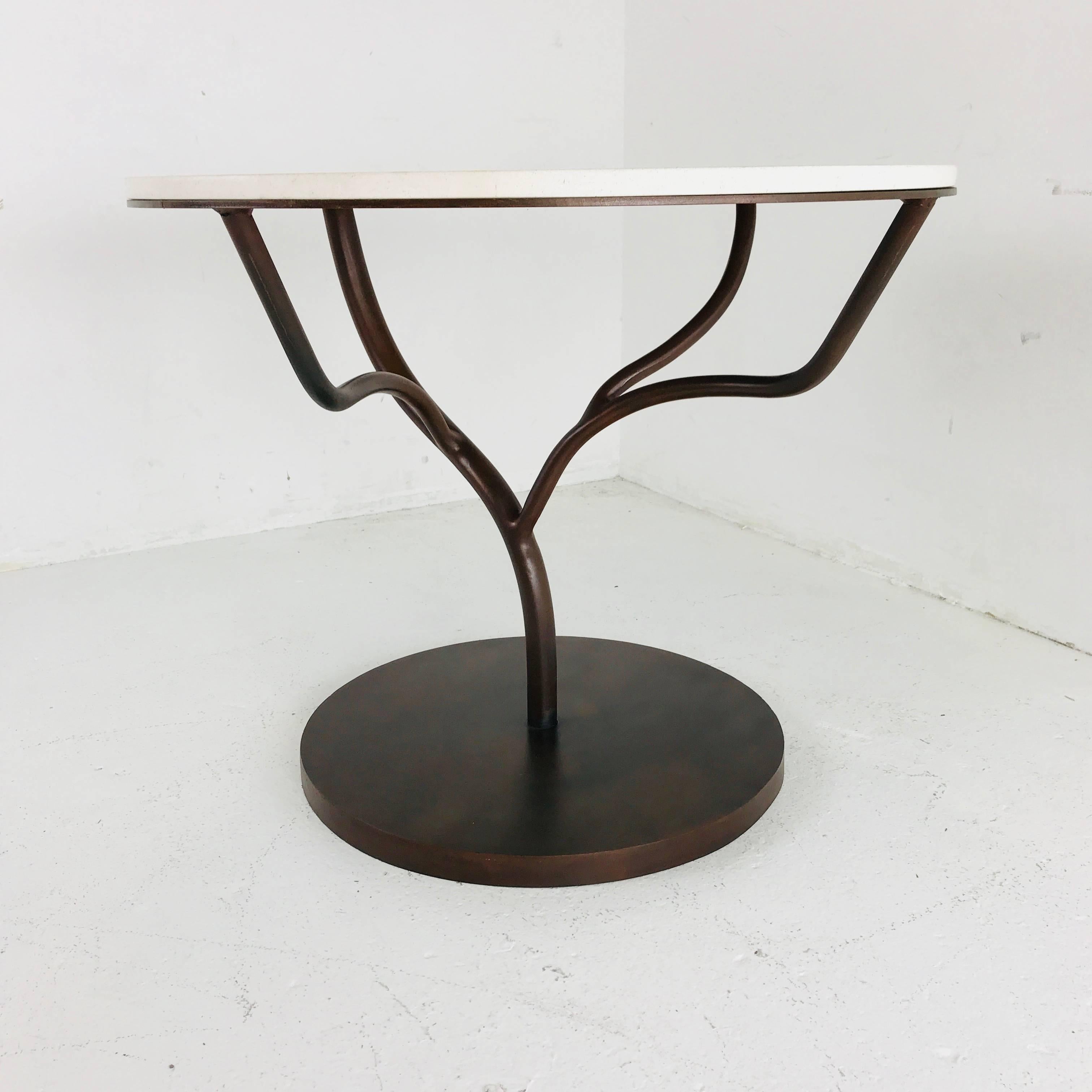 Limestone top vine occasional table with oxidized finish. Perfect as a centre table or entry table.

Dimensions: 33