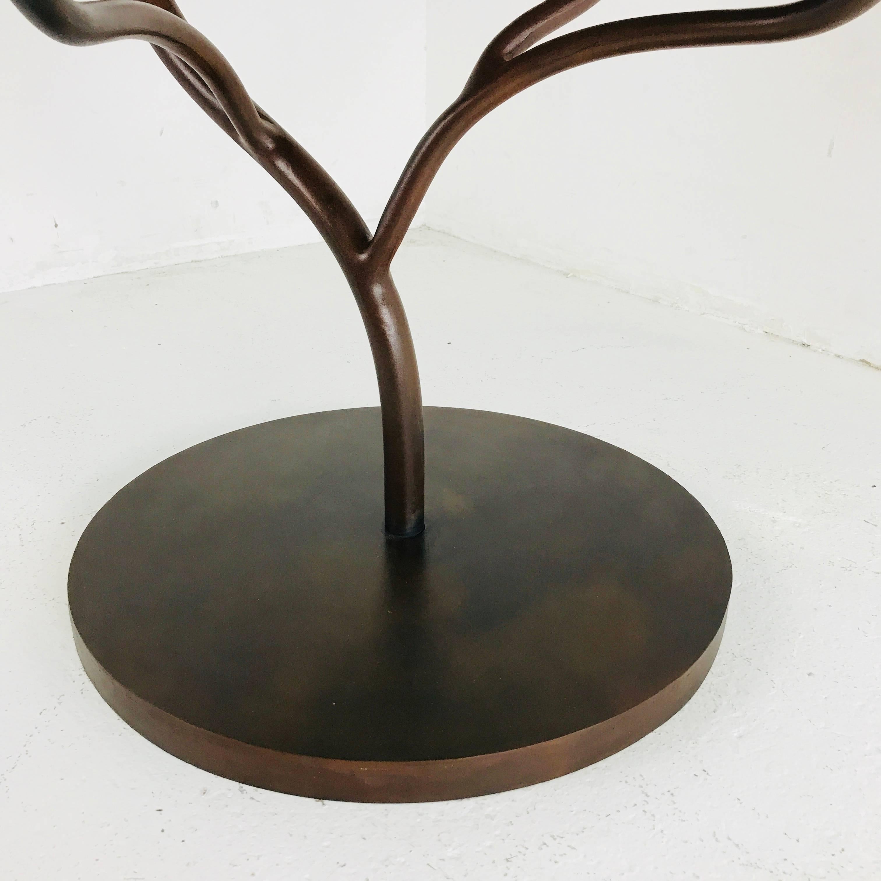 Limestone Top Vine Occasional Table with Oxidized Finish In Good Condition In Dallas, TX