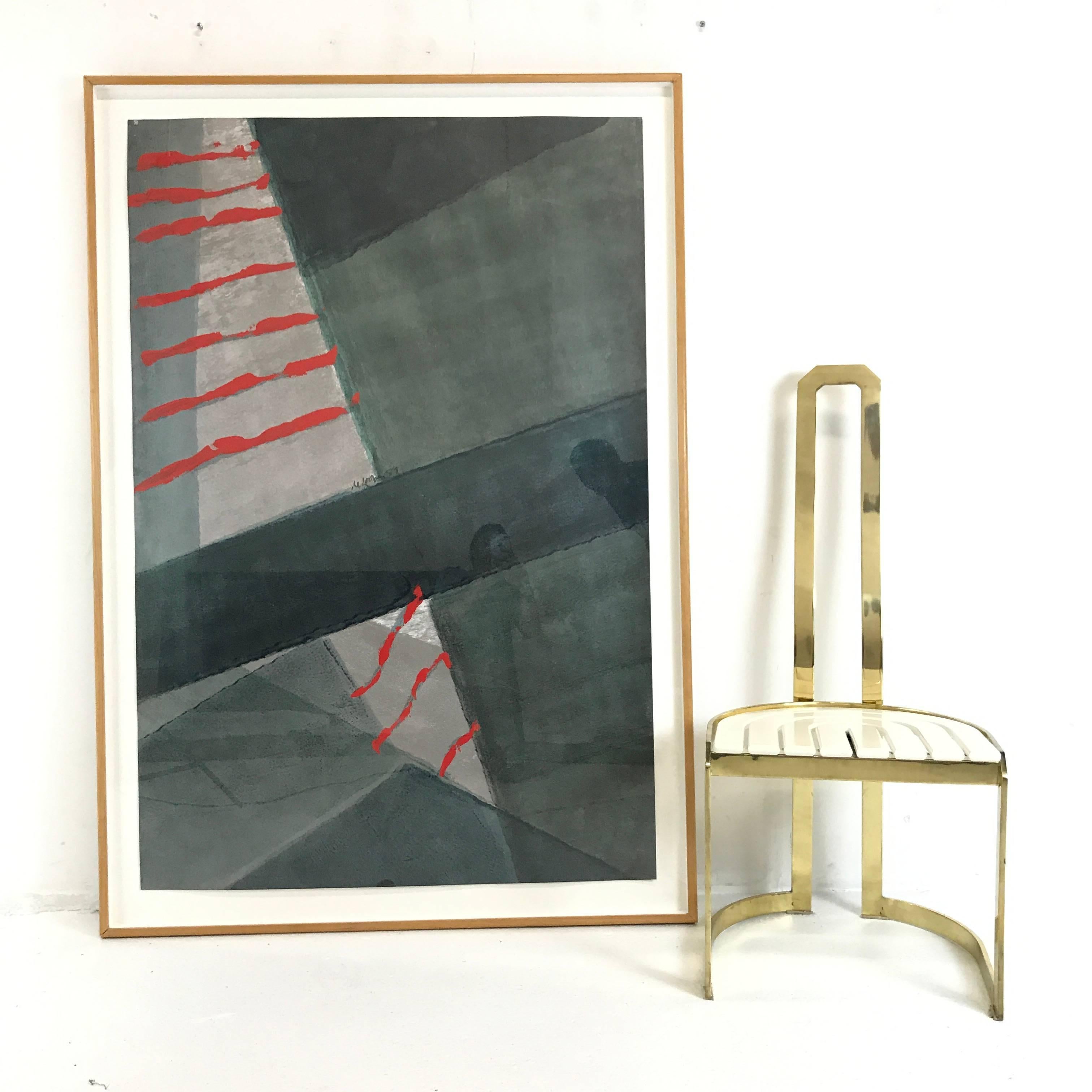 Abstract acrylic on paper by Willem De Looper, signed
In good vintage condition with wear due to age and use, circa 1987

Dimensions: 40