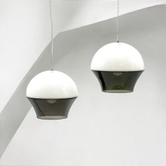 Space Age Acrylic 'Flying Saucer' Hanging Lamps, 1970s, Set of 2