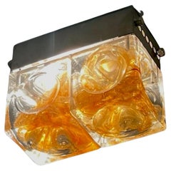 Ikonische Poliarte 'Denebe' Unterputzlampe 1970er - Brutalistisches handgemachtes Glas