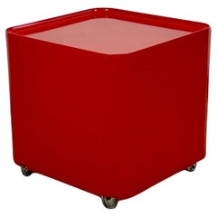Space Age70s Red Table with Container DIME by Marcello Siard for Longato