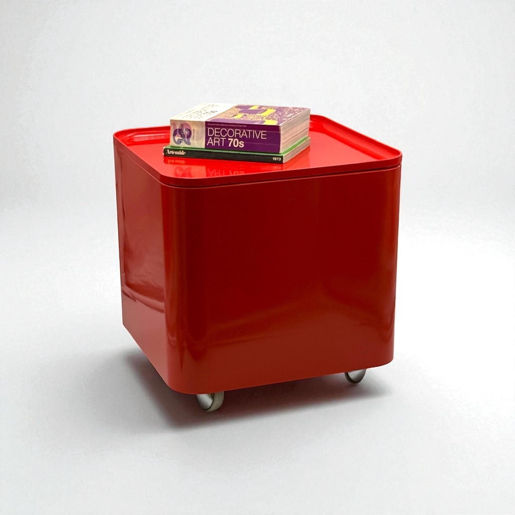 Italian Space Age 70s Table with Storage Compartment DIME by Marcello Siard for Longato For Sale