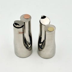 1970s Italian Stainless Steel Oil and Vinegar Cruet Set Stella Metallurgica Lux