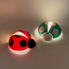 Rare Pair of "Lucinelle" Ladybug Wall / Desk Lamps by Jean-Pierre Vitrac 1970s