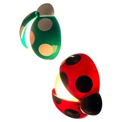 Rare Pair of "Lucinelle" Ladybug Wall / Desk Lamps by Jean-Pierre Vitrac 1970s