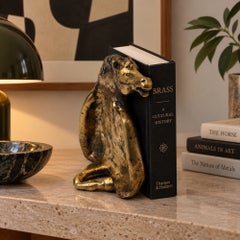 Italian Solid Brass Horse Sculpture, Bookend and Valet Tray, 20th Century