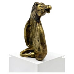 Italian Solid Brass Horse Sculpture, Bookend and Valet Tray, 20th Century