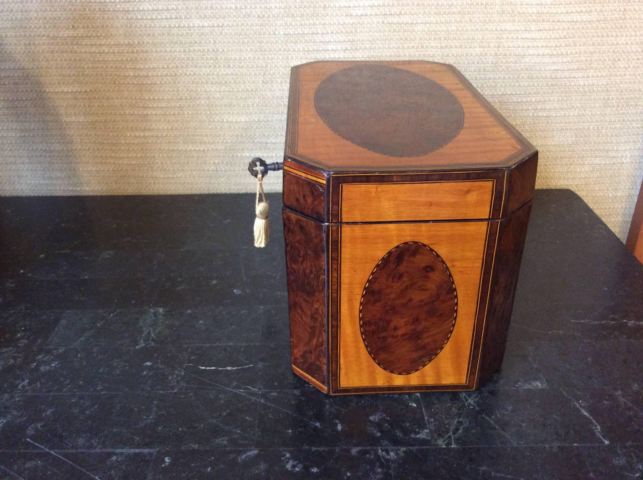 English Octagon Shaped 19th Century Tea Caddy For Sale