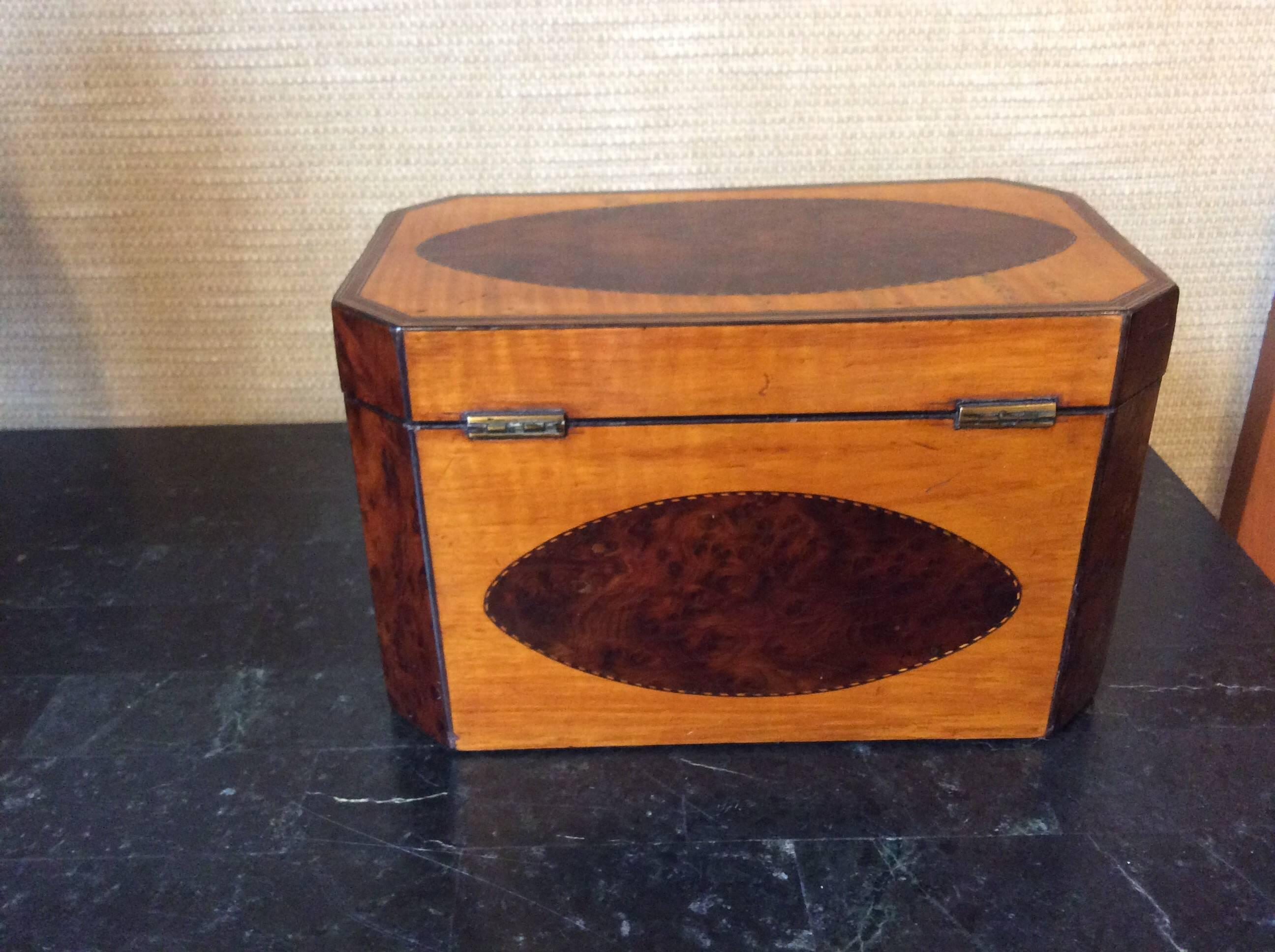 Octagon Shaped 19th Century Tea Caddy In Good Condition For Sale In Highland Park, IL