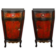 Pair of Red Lacquer "Bout de Canapé"