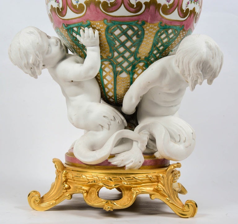 Gilt Sèvres Porcelain Vase For Sale