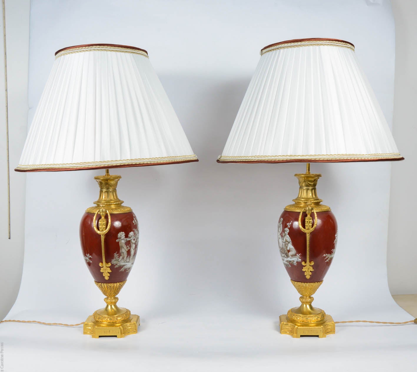 19th Century Pair of Porcelain Tables Lamps For Sale