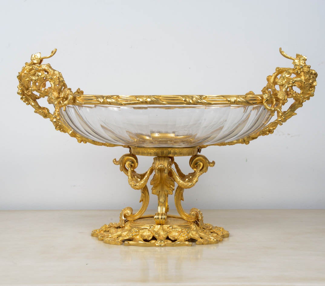 Louis XVI Crystal and Gilded Bronze Center of Table For Sale