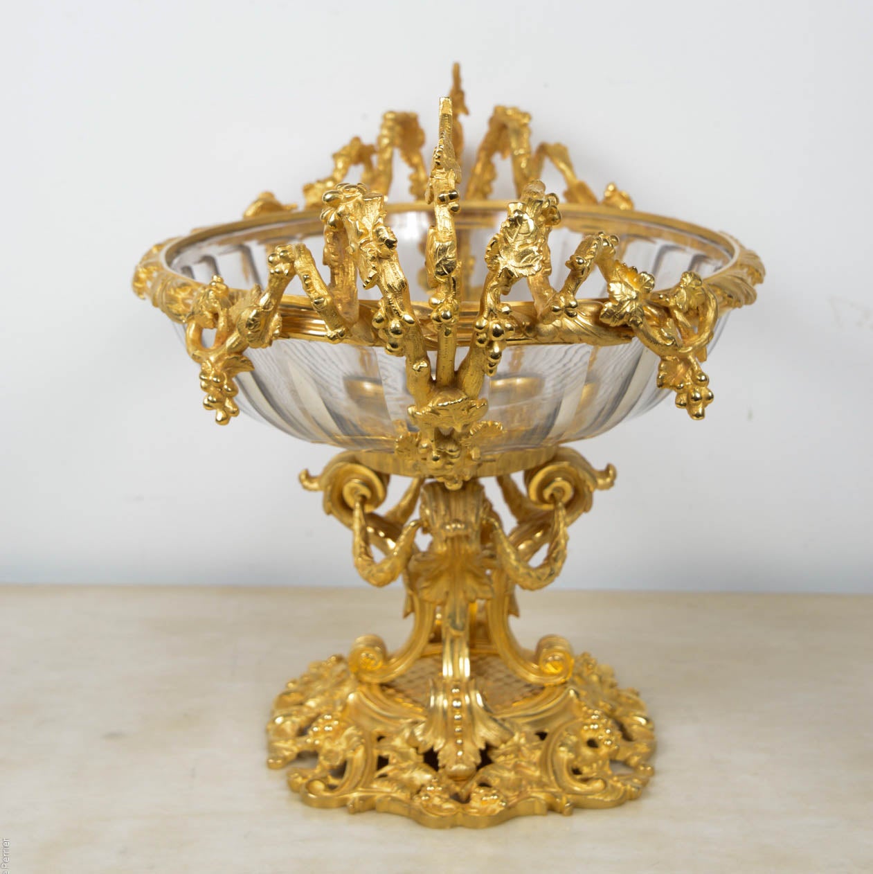 Crystal and Gilded Bronze Center of Table For Sale 1