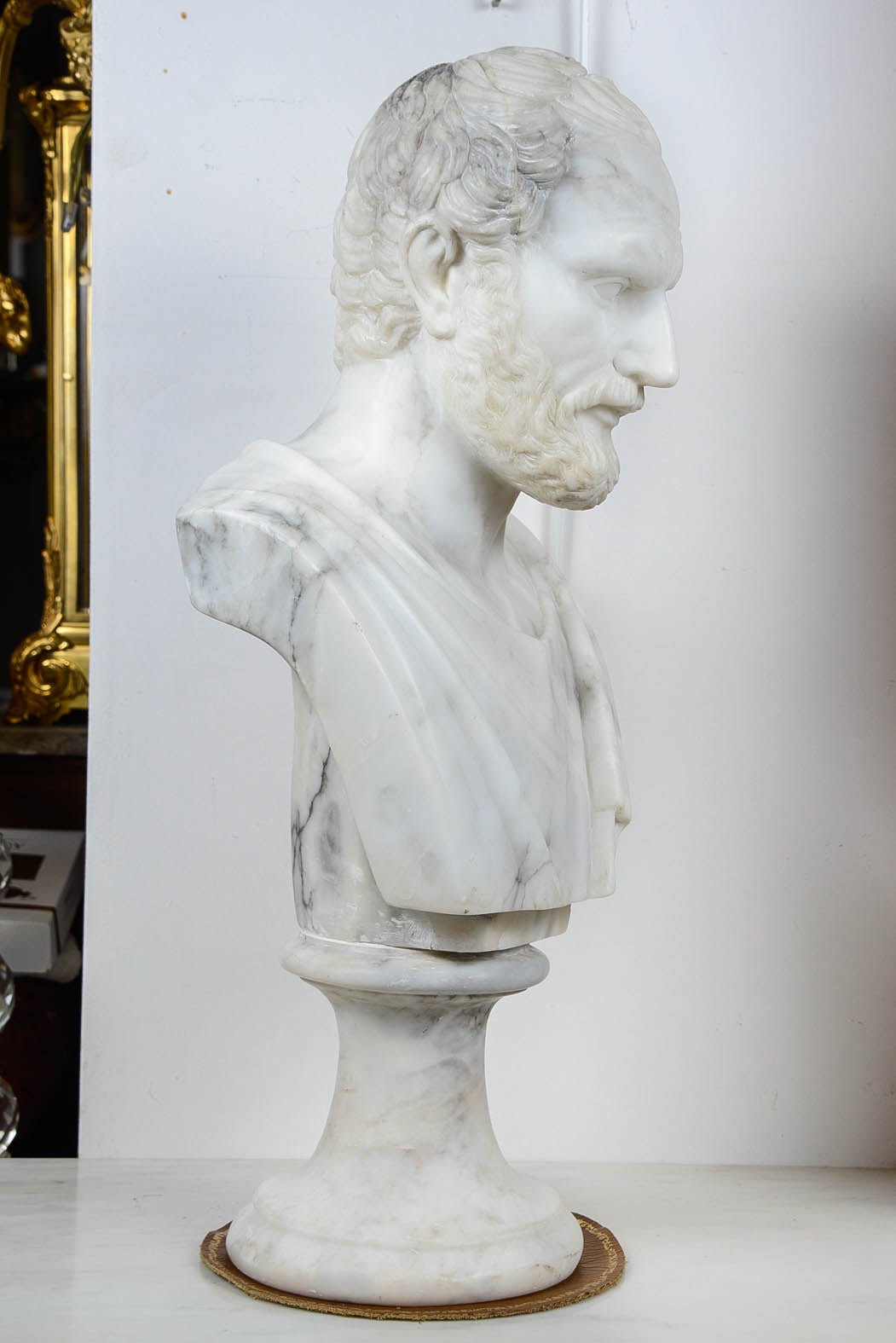 French Bust of Sophocle in Alabaster For Sale