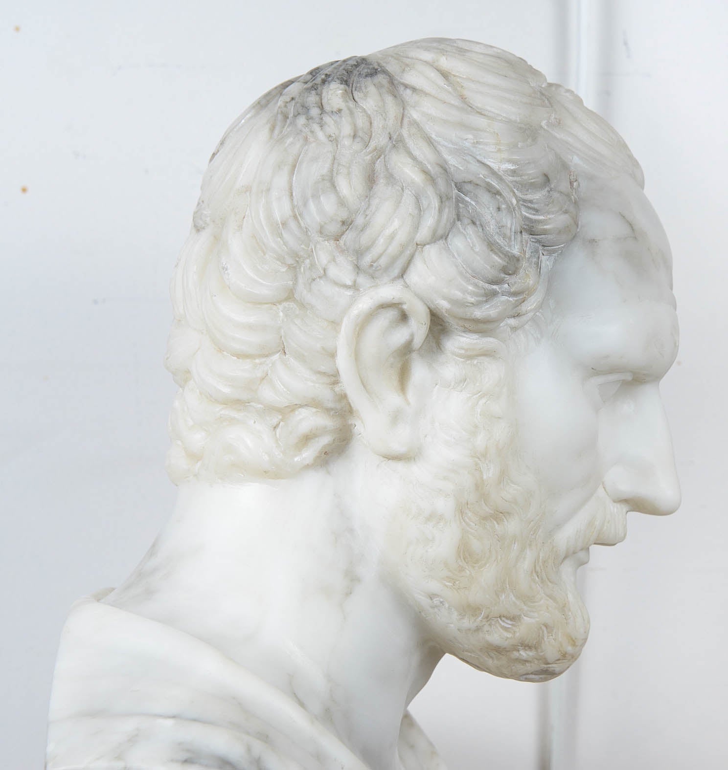Carved Bust of Sophocle in Alabaster For Sale