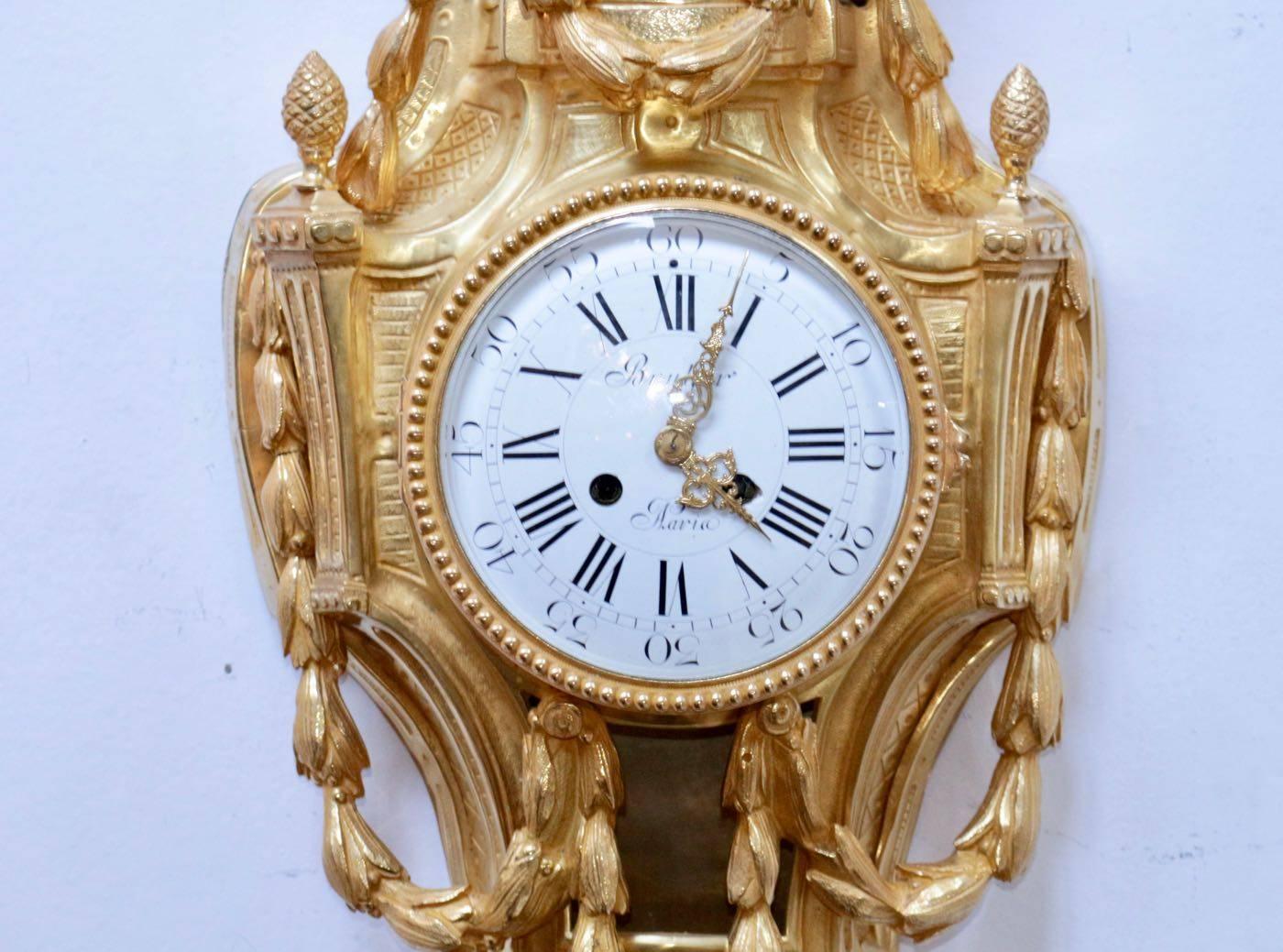 Louis XVI Set of Two Pieces, One Wall Clock and One Barometer For Sale