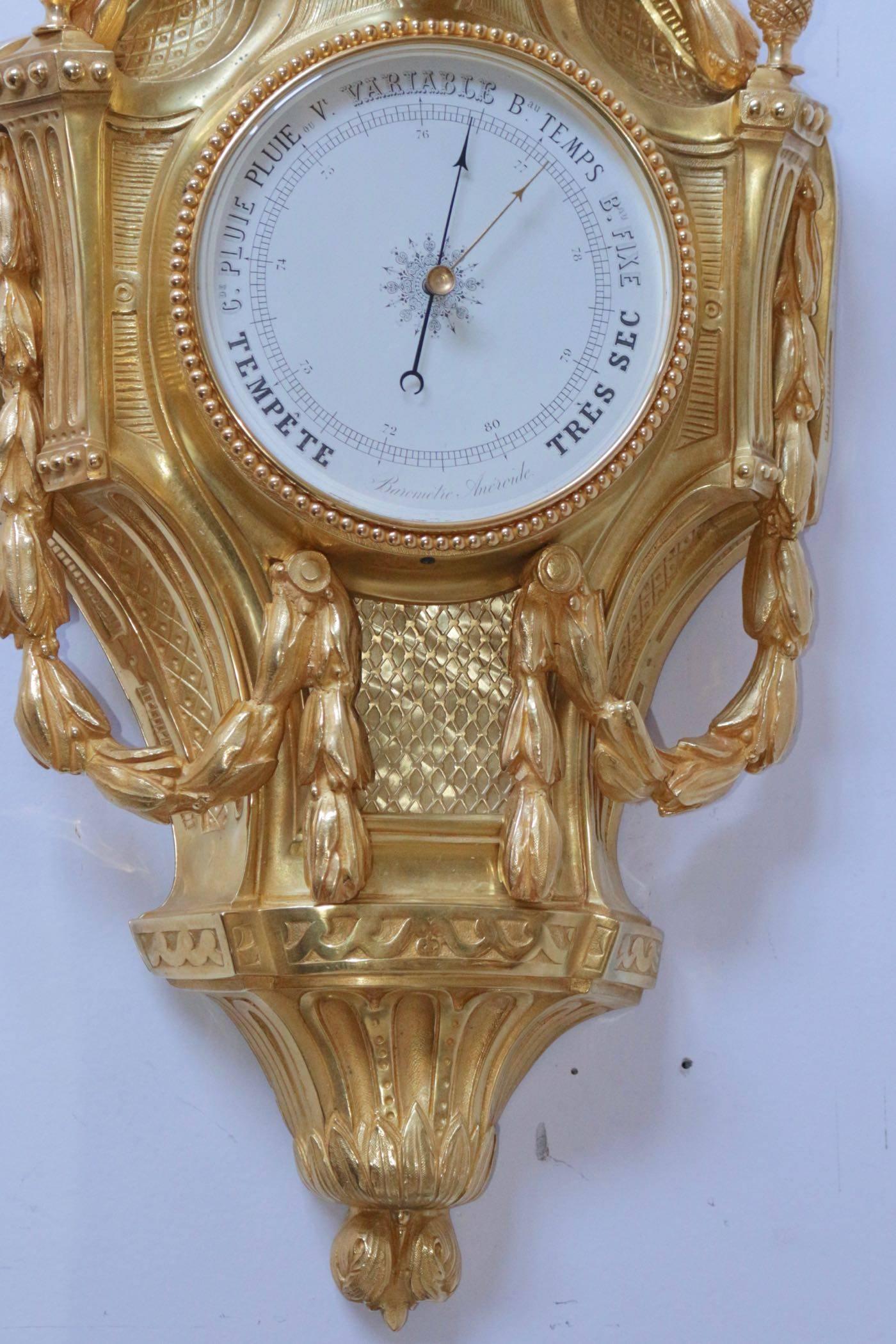 Set of Two Pieces, One Wall Clock and One Barometer In Excellent Condition For Sale In Paris, FR