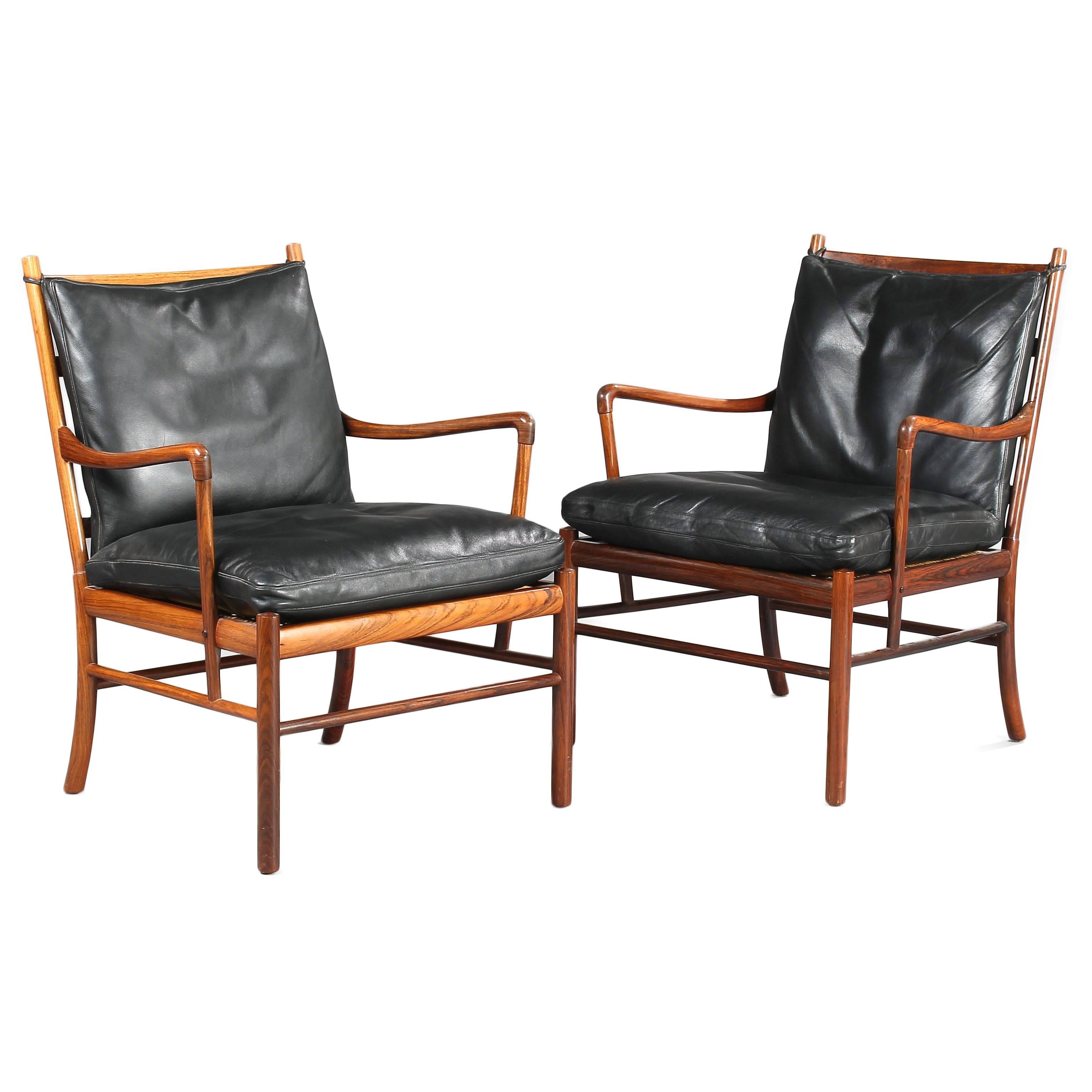 Danish 'Colonial' PJ149 Armchairs and Ottoman in Rosewood by O. Wanscher for P.Jeppesen