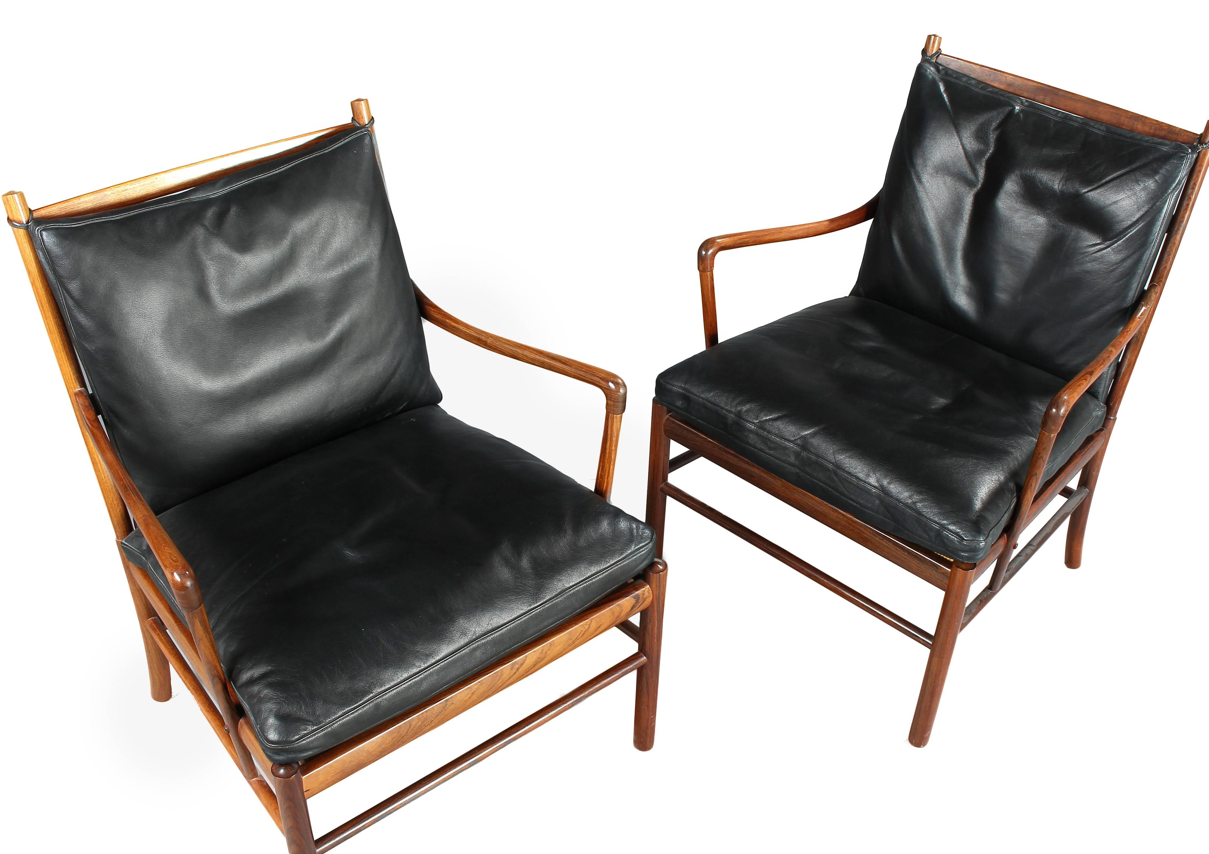 'Colonial' PJ149 Armchairs and Ottoman in Rosewood by O. Wanscher for P.Jeppesen In Excellent Condition In Amsterdam, NL