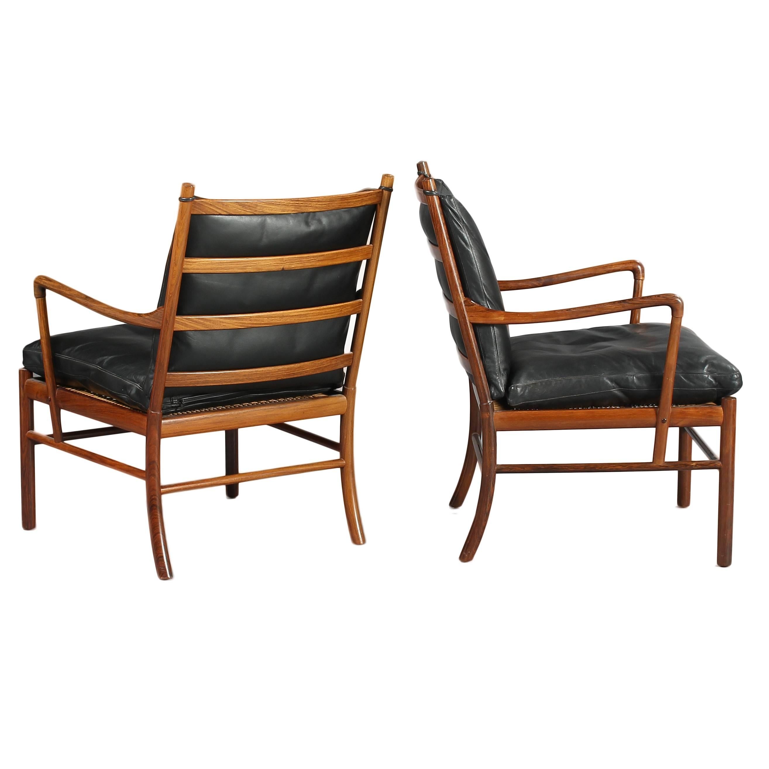 Scandinavian Modern 'Colonial' PJ149 Armchairs and Ottoman in Rosewood by O. Wanscher for P.Jeppesen