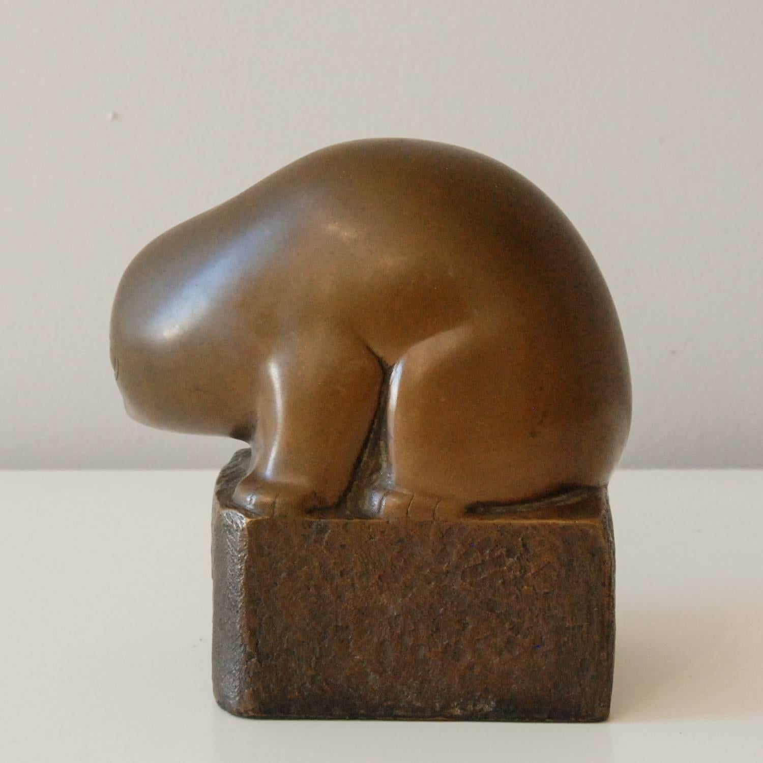Mid-Century Modern Marian Weisberg Copper Stylized Lemur Sculpture United States, circa 1940 For Sale