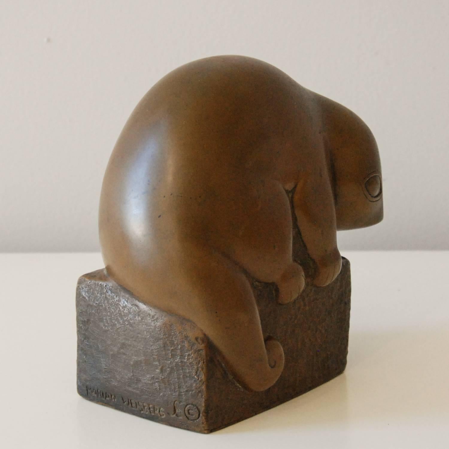 Marian Weisberg Copper Stylized Lemur Sculpture United States, circa 1940 For Sale 1