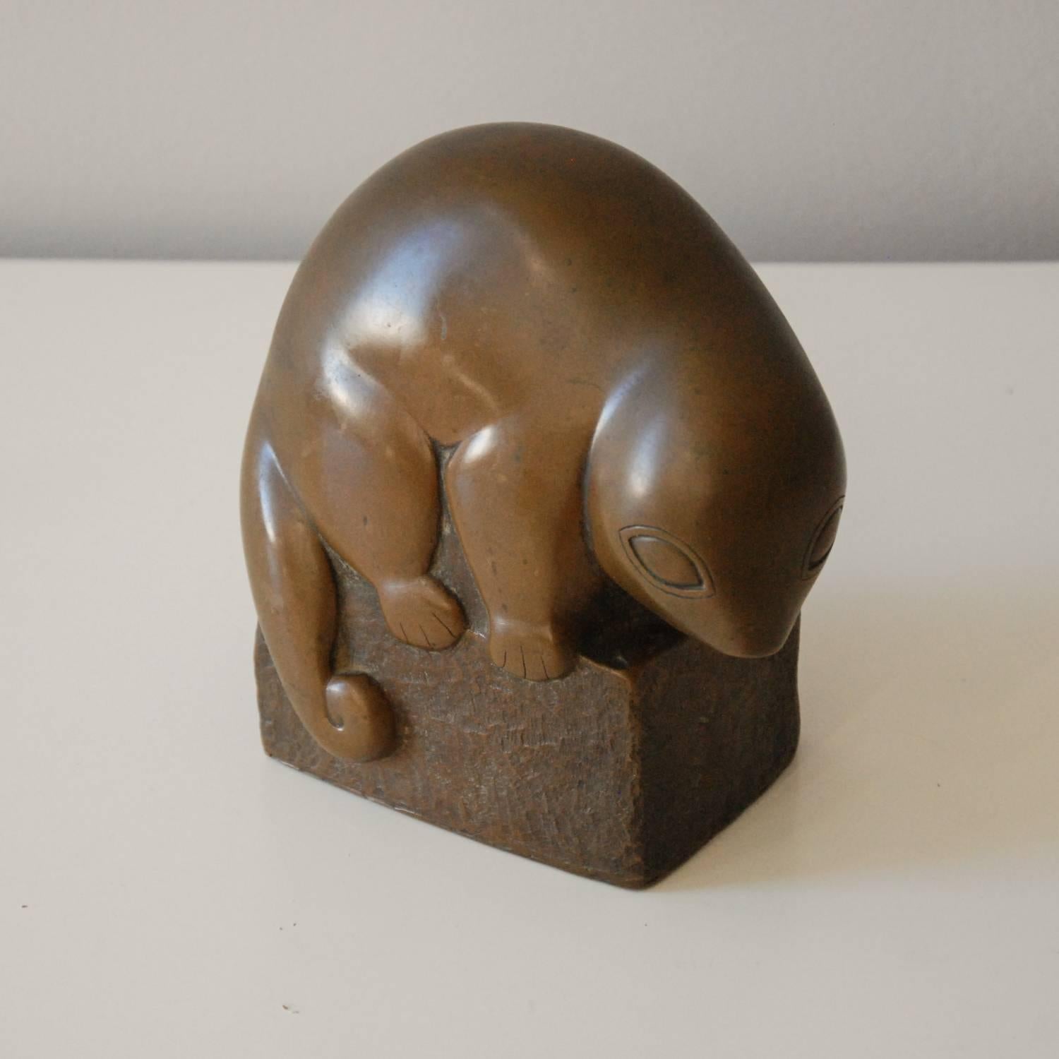 American Marian Weisberg Copper Stylized Lemur Sculpture United States, circa 1940 For Sale