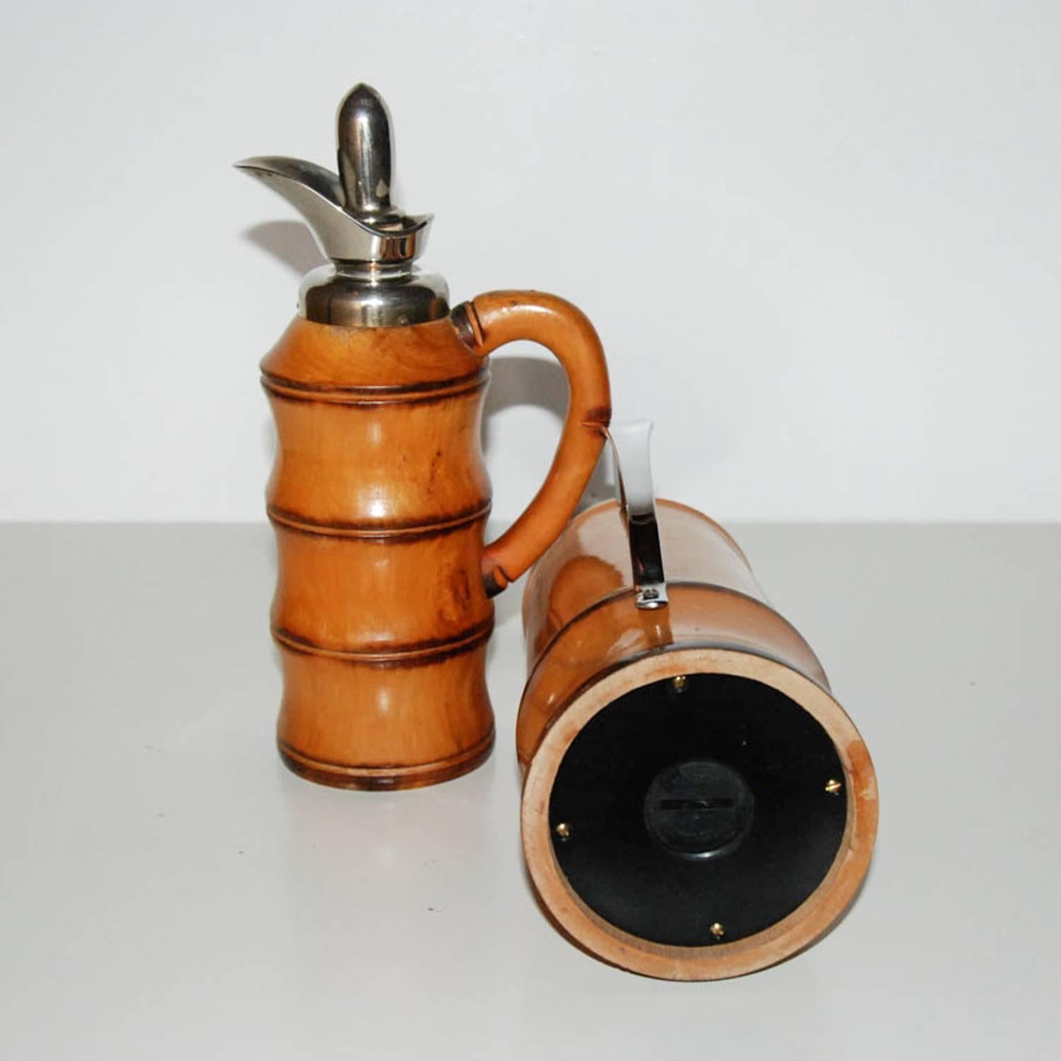 Pair of Aldo Tura Wood and Chrome-Plated Decanters for Macabo, Italy, circa 1950 For Sale 3