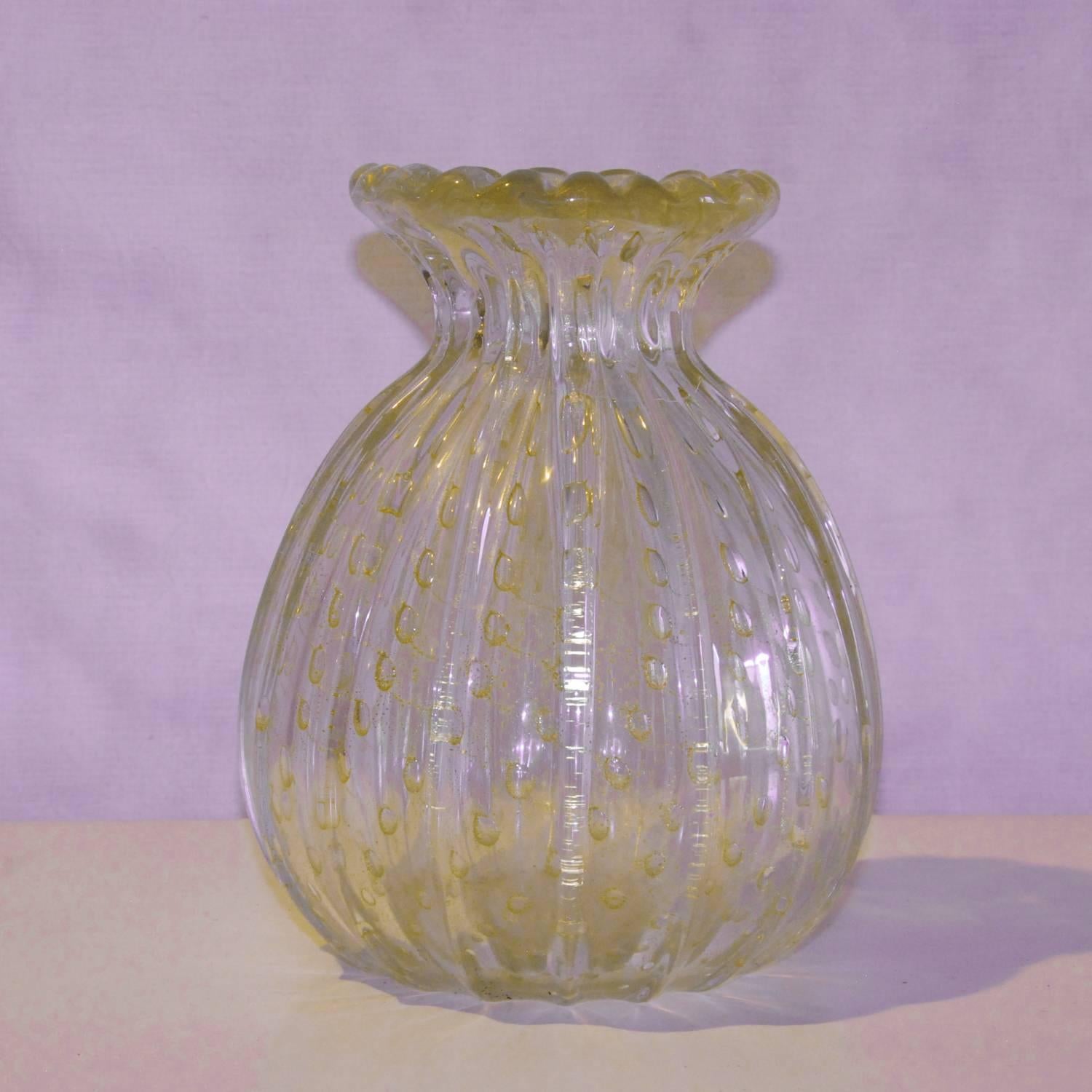 Italian Toso Murano Controlled Bubble Glass Vase, Italy, circa 1970