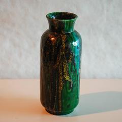 Raymor Hi-Glaze Green Drip Ceramic Vase, Italy, circa 1950