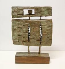 "Standing Figure No. 2" Bronze, Steel and Walnut Sculpture by Artist Paul Kline