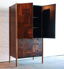 Rougier Jacaranda Wood, Bronze and Black Lacquer Cabinet, Canada, circa 1970