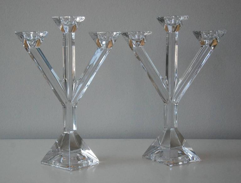 Villeroy and Boch Pair of Lead Crystal Candleholders, Luxembourg, circa