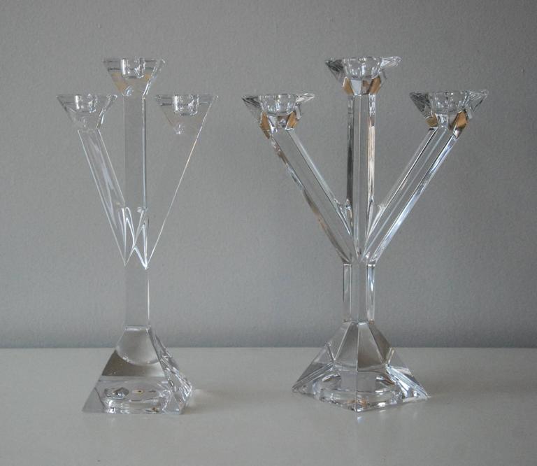 Villeroy and Boch Pair of Lead Crystal Candleholders, Luxembourg, circa