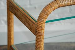 Rattan and Glass Étagère, Italy circa 1970