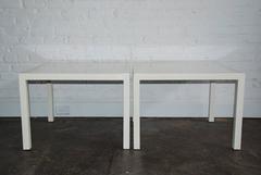 Pair of White Lacquered Parsons End Tables Circa 1960 Billy Haines Style