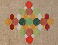 Midcentury Geometric Wool Rug, England, circa 1960