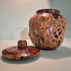 Glasdose aus massivem Maserknollenholz mit Deckel, Indonesien, 1970er Jahre