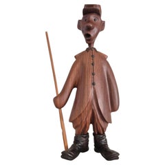 Hand carved wooden sculpture civil war soldier by Romer, Italy 1960s