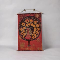 "Peacock" wall tapestry by Hans J Schöbel for Södahl, Denmark 1960s