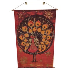 "Peacock" wall tapestry by Hans J Schöbel for Södahl, Denmark 1960s