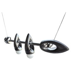 Cast aluminum atomic age pendant lamp, Netherlands 1990s
