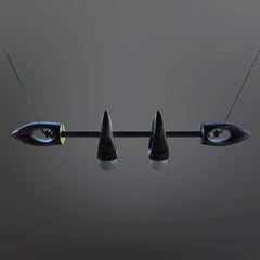 Cast aluminum atomic age pendant lamp, Netherlands 1990s