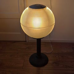 Holophane glass and cast iron floor lamp, France 1970s