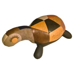 Ottomane oder Sitzkissen aus Patchwork-Leder in Schildkrötenoptik, Deutschland, 1970er Jahre