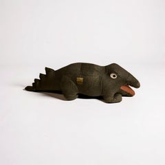 Ottomane im Patchwork-Stil mit Krokodil-Optik aus Leder, Deutschland, 1970er Jahre