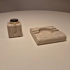 Travertine lighter and ashtray attr to Fratelli Mannelli, Italy 1970s