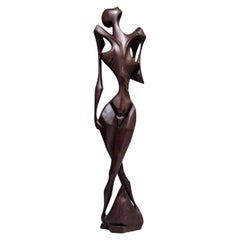 Scultura figurativa intagliata a mano in legno di ferro, anni ’60
